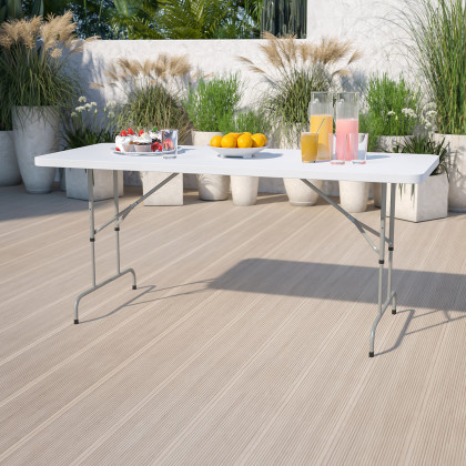 BLNK - Granite White Plastic Height Adjustable Folding Table