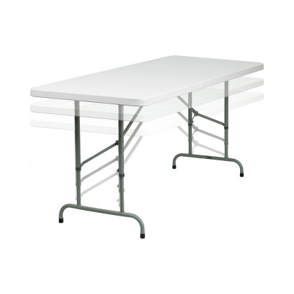 BLNK Granite White Plastic Height Adjustable Folding Table - 6'L