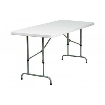 BLNK Granite White Plastic Height Adjustable Folding Table - 6'L