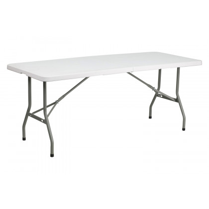 BLNK Granite White Plastic Bi-Fold Folding Table - 6'L