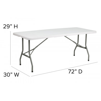 BLNK Granite White Plastic Bi-Fold Folding Table - 6'L