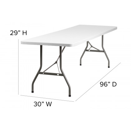 BLNK Granite White Plastic Folding Table - 8'L