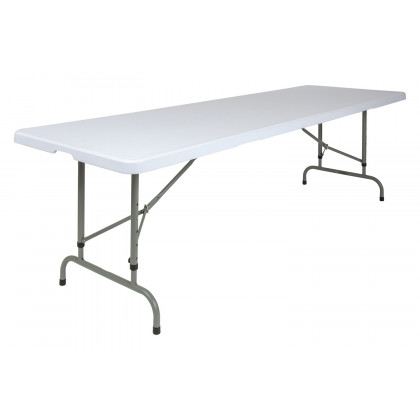 BLNK Granite White Plastic Height Adjustable Folding Table - 8'L