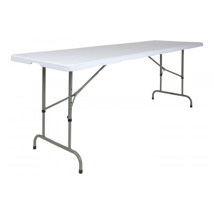 BLNK Granite White Plastic Height Adjustable Folding Table - 8'L