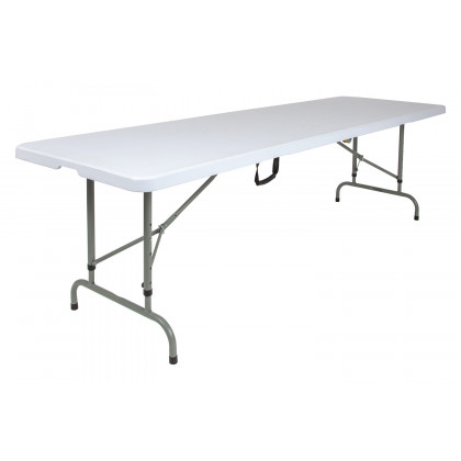 BLNK - Granite White Plastic Height Adjustable Bi-Fold Plastic Banquet and Event Folding Table with Carrying Handle