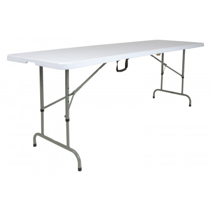 BLNK - Granite White Plastic Height Adjustable Bi-Fold Plastic Banquet and Event Folding Table with Carrying Handle