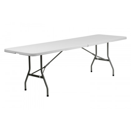 BLNK - Granite White Plastic Bi-Fold Plastic Banquet and Event Folding Table with Carrying Handle