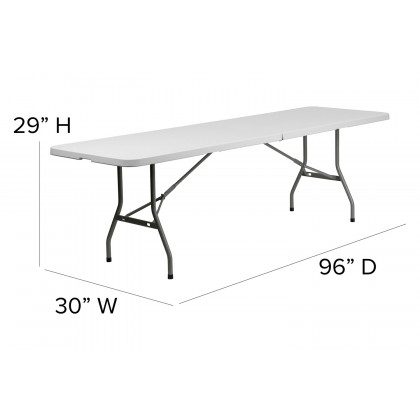 BLNK - Granite White Plastic Bi-Fold Plastic Banquet and Event Folding Table with Carrying Handle
