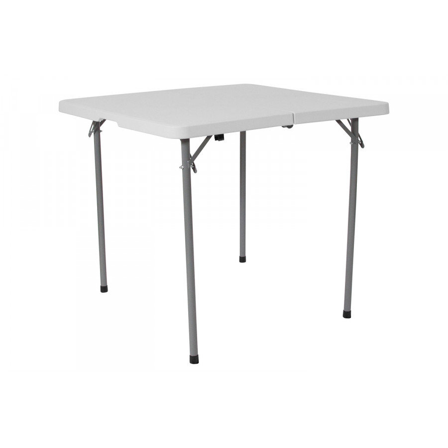 BLNK - Square Granite White Plastic Bi-Fold Folding Table with Carrying Handle