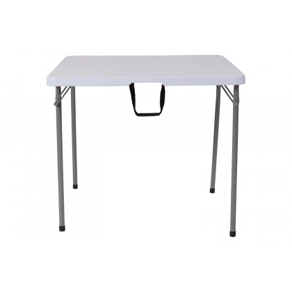 BLNK - Square Granite White Plastic Bi-Fold Folding Table with Carrying Handle