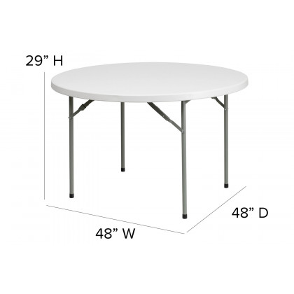 BLNK Round Granite White Plastic Folding Table - 4'D