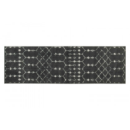 BLNK Beth Geometric Polyester Bohemian Low Pile Rug - Dark Gray/Ivory, 2'W x 6'L