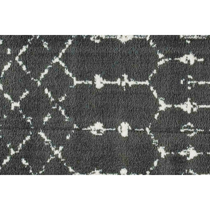 BLNK Beth Geometric Polyester Bohemian Low Pile Rug - Dark Gray/Ivory, 2'W x 6'L