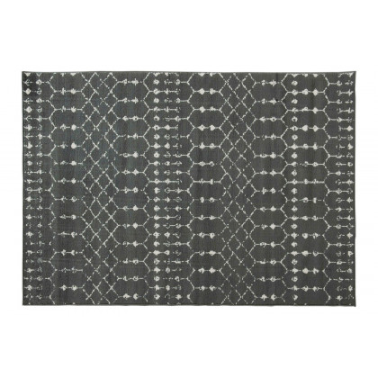 BLNK Beth Geometric Polyester Bohemian Low Pile Rug - Dark Gray/Ivory, 5'W x 7'L