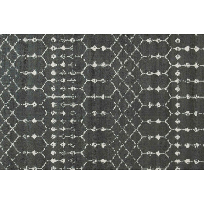 BLNK Beth Geometric Polyester Bohemian Low Pile Rug - Dark Gray/Ivory, 5'W x 7'L