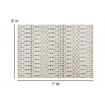 BLNK Beth Geometric Polyester Bohemian Low Pile Rug - Ivory/Gray, 5'W x 7'L