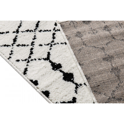 BLNK Beth Geometric Bohemian Low Pile Rug - Ivory/Black, 5'W x 7'L