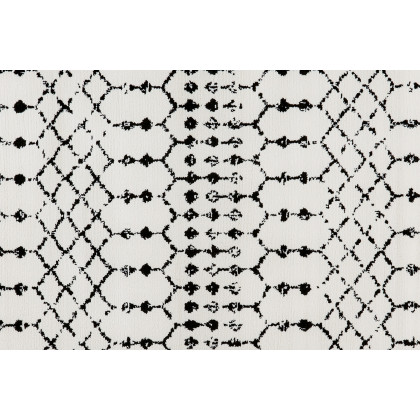 BLNK Beth Geometric Bohemian Low Pile Rug - Ivory/Black, 5'W x 7'L