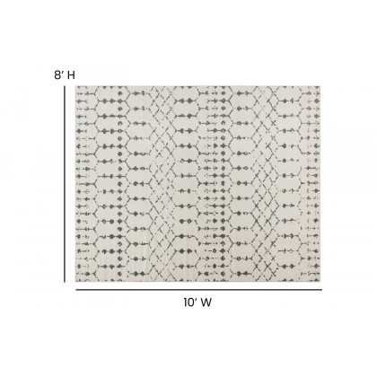 BLNK Beth Geometric Polyester Bohemian Low Pile Rug - Ivory/Gray, 8'W x 10'L