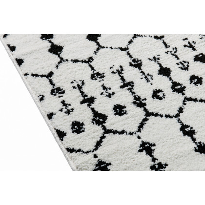 BLNK Beth Geometric Bohemian Low Pile Rug - Ivory/Black, 8'W x 10'L