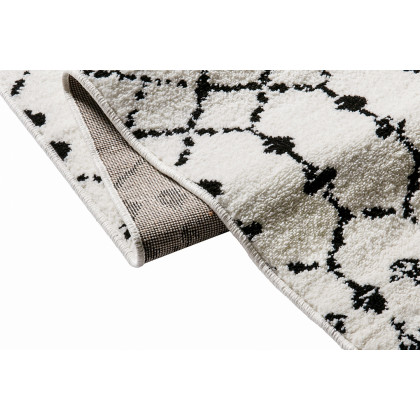 BLNK Beth Geometric Bohemian Low Pile Rug - Ivory/Black, 8'W x 10'L