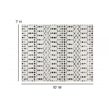 BLNK Beth Geometric Bohemian Low Pile Rug - Ivory/Black, 8'W x 10'L