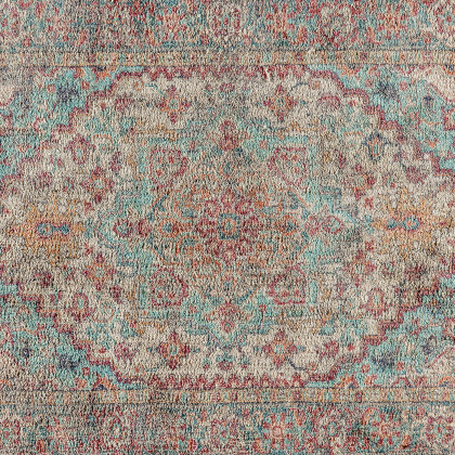 BLNK Katherine Distressed Vintage Medallion Polyester Area Rug - Blue, 5'W x 7'L