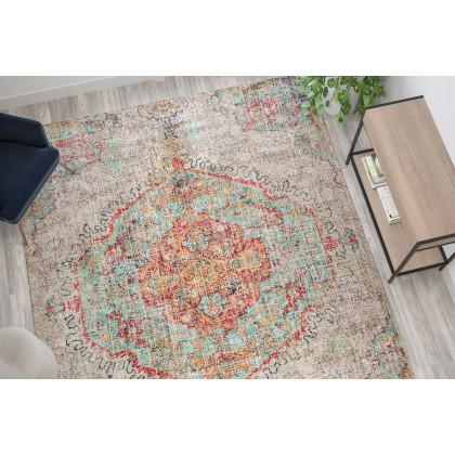 BLNK Katherine Distressed Medallion Polyester Area Rug - Gray, 8'W x 10'L