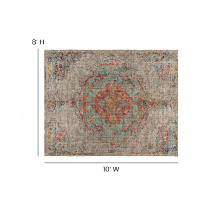 BLNK Katherine Distressed Medallion Polyester Area Rug - Gray, 8'W x 10'L