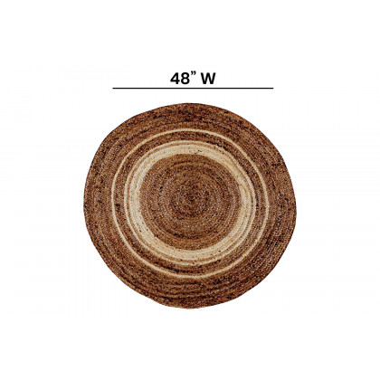 BLNK - Prima Round Natural Fiber Jute Area Rug in Braided Indoor Jute Rug in Natural Area Rugs