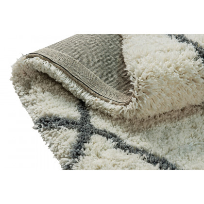 BLNK Roxy Shag Style Polyester Diamond Trellis Area Rug - Ivory/Gray, 5'W x 7'L