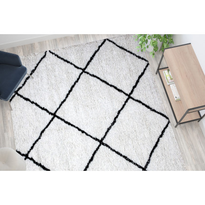 BLNK Roxy Shag Style Diamond Trellis Area Rug - Ivory, 8'W x 10'L
