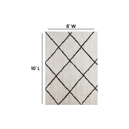 BLNK Roxy Shag Style Diamond Trellis Area Rug - Ivory, 8'W x 10'L