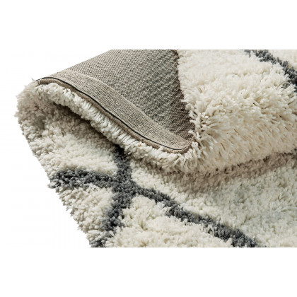 BLNK Roxy Shag Style Polyester Diamond Trellis Area Rug - Ivory/Gray, 8'W x 10'L