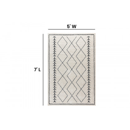 BLNK Roxy Geometric Style Diamond Trellis Area Rug - Ivory, 5'W x 7'L