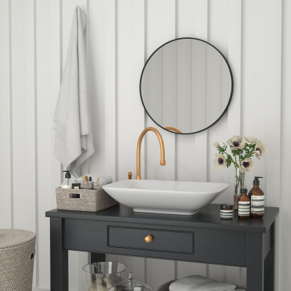 BLNK Julianne Style 1 Round Metal Framed Wall Mirror - Black, 24"D