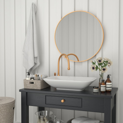 BLNK Julianne Style 1 Round Metal Framed Wall Mirror - Gold, 30"D