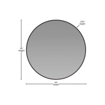 BLNK Julianne Style 1 Round Metal Framed Wall Mirror - Black, 36"D