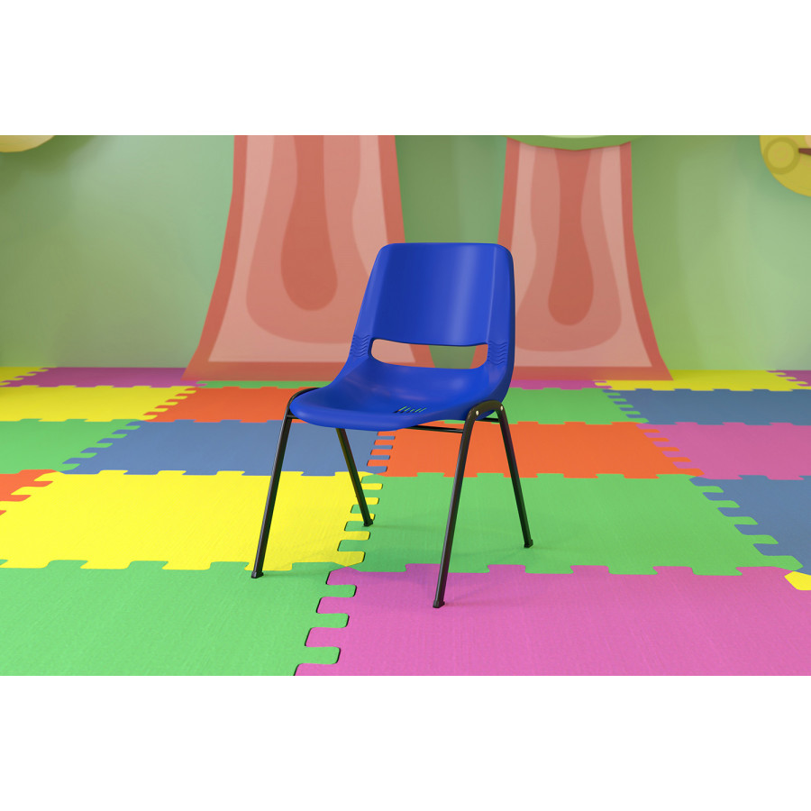 BLNK HERCULES Series Ergonomic Shell Stack Chair - Navy/Black, 12"H Seat