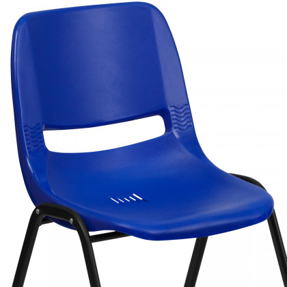 BLNK HERCULES Series Ergonomic Shell Stack Chair - Navy/Black, 12"H Seat