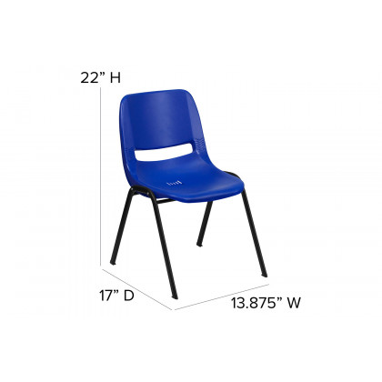 BLNK HERCULES Series Ergonomic Shell Stack Chair - Navy/Black, 12"H Seat