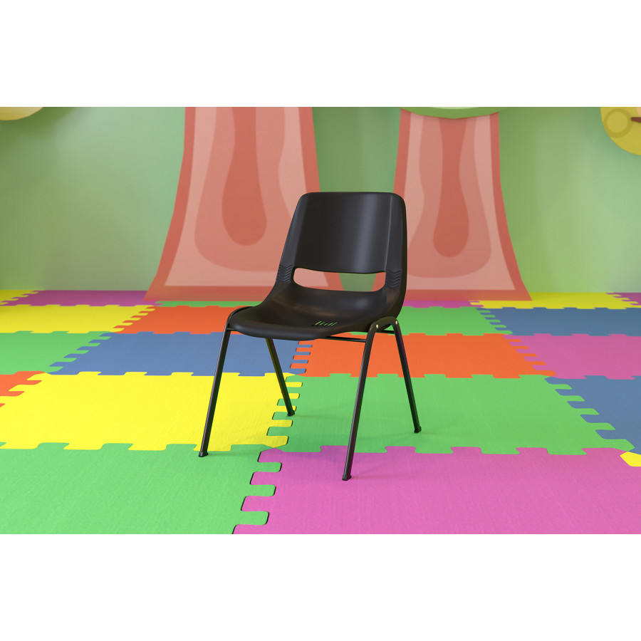 BLNK HERCULES Series Ergonomic Shell Stack Chair - Black, 12"H Seat