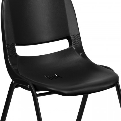 BLNK HERCULES Series Ergonomic Shell Stack Chair - Black, 12"H Seat