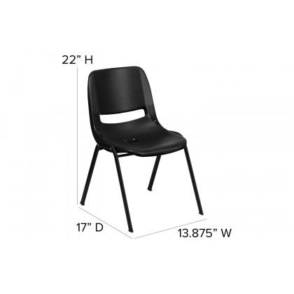 BLNK HERCULES Series Ergonomic Shell Stack Chair - Black, 12"H Seat