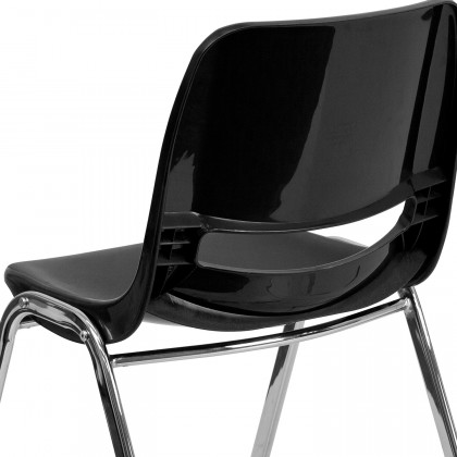 BLNK HERCULES Series Ergonomic Shell Stack Chair - Black/Chrome, 14"H Seat
