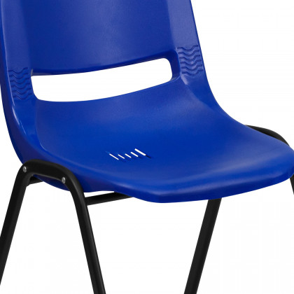 BLNK HERCULES Series Ergonomic Shell Stack Chair - Navy/Black, 14"H Seat