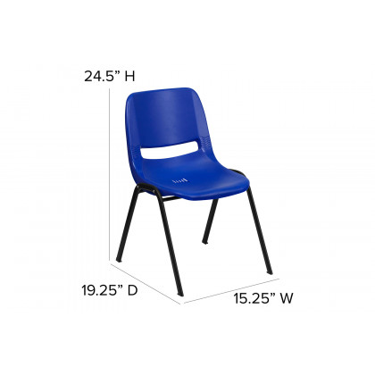 BLNK HERCULES Series Ergonomic Shell Stack Chair - Navy/Black, 14"H Seat