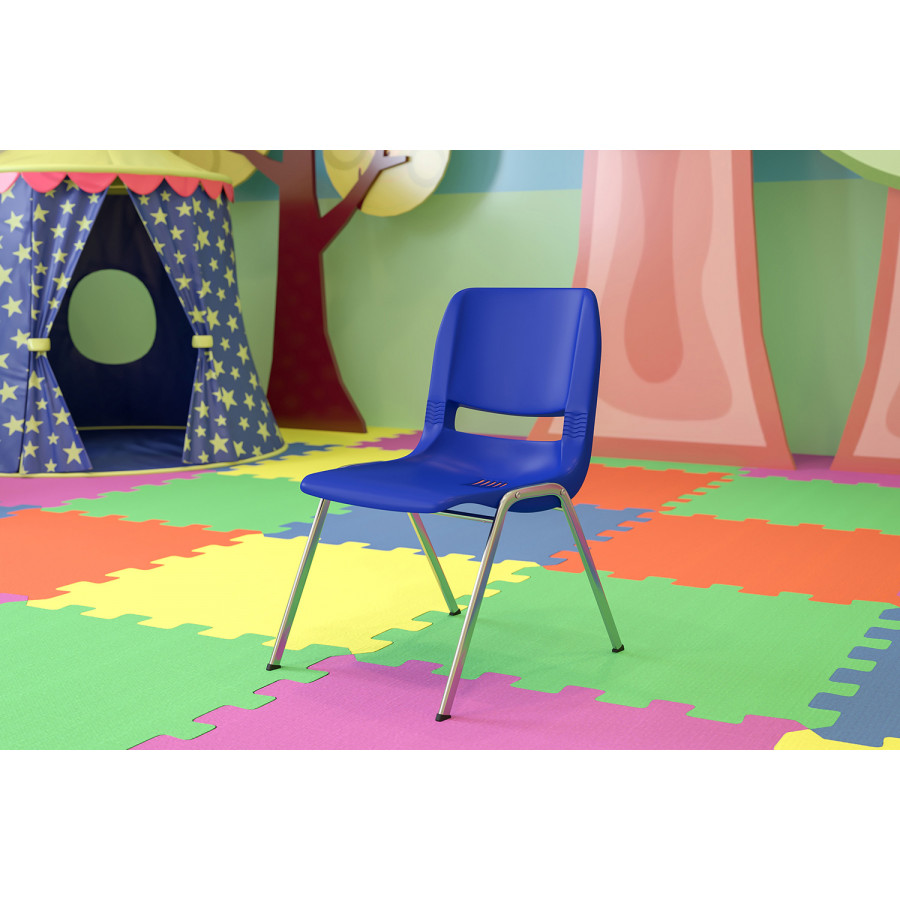 BLNK HERCULES Series Ergonomic Shell Stack Chair - Navy/Chrome, 14"H Seat