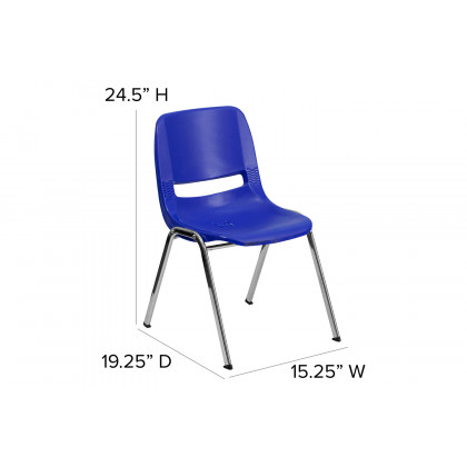 BLNK HERCULES Series Ergonomic Shell Stack Chair - Navy/Chrome, 14"H Seat