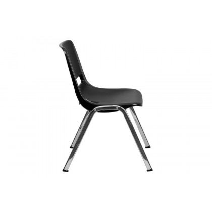 BLNK HERCULES Series Ergonomic Shell Stack Chair - Black/Chrome, 16"H Seat